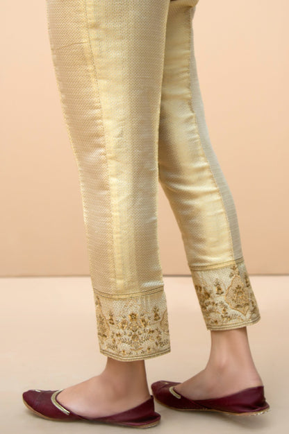 Embroidered cigarette Pants  - Golden
