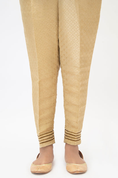 Embroidered Jamawar Cigarette Pants - Copper