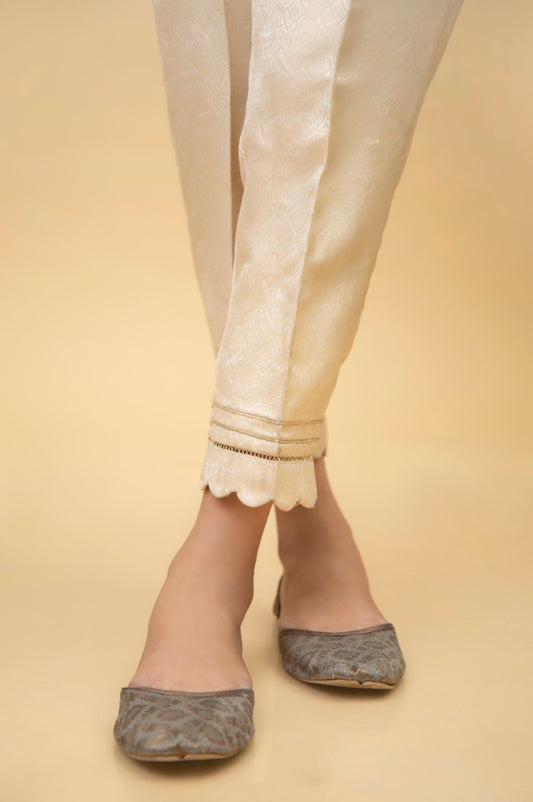 Stylized Jamawar Cigarette Pants - Off-White