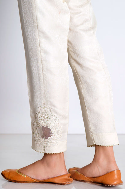 Embroidered Jamawar Pant -White