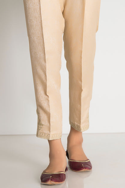 Embroidered Jamawar Cigarette Pant - Gold