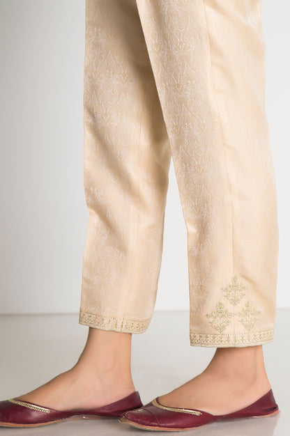 Embroidered Jamawar Cigarette Pant - Gold
