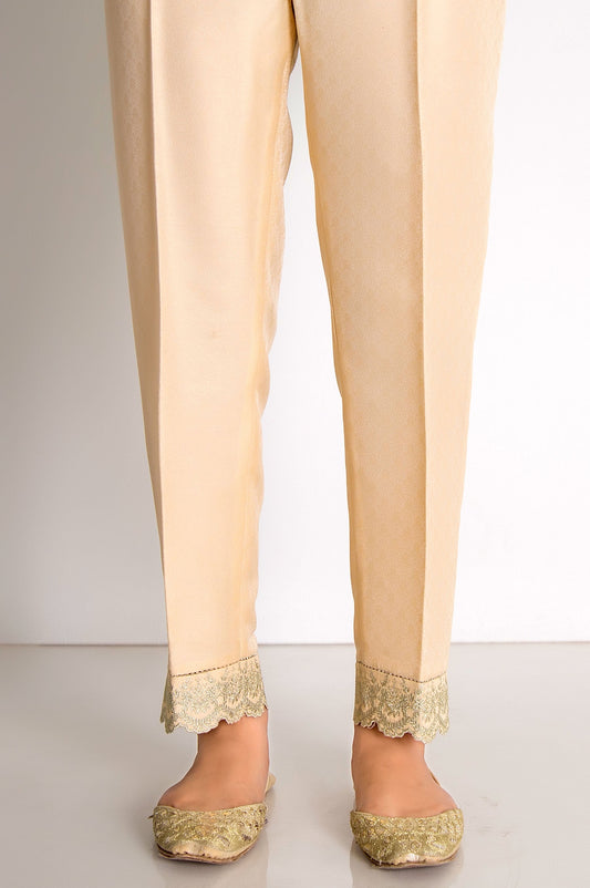 Embroidered Jamawar Pants  - Beige