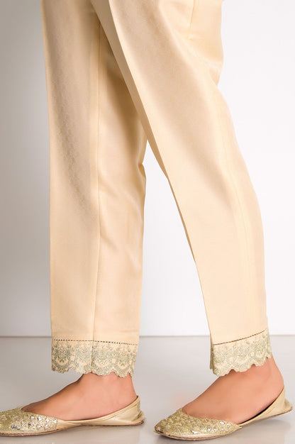 Embroidered Jamawar Pants  - Beige