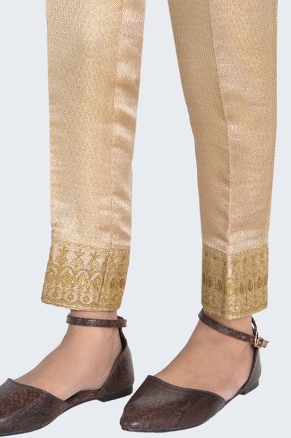 Embroidered Jamawar  Pants  - Golden