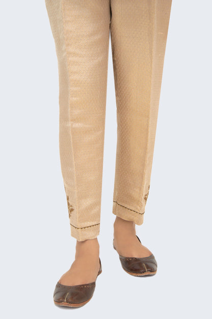 Embroidered Jamawar Cigarette Pants  - Gold