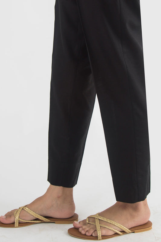 Basic Plain Cigarette Pants - Black