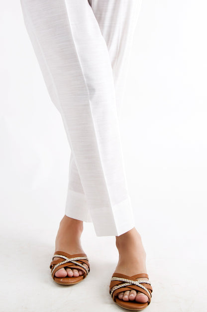 Basic Khaddar Cigarette Pants - White