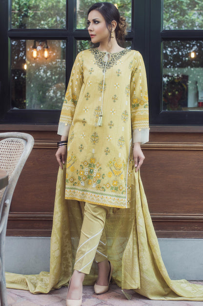 Stitched 3 Piece Printed Lawn with Jacquard Suit
