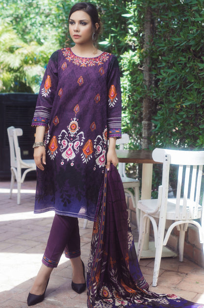 Stitched 3 Piece Self Jacquard & Digital Printed Suit