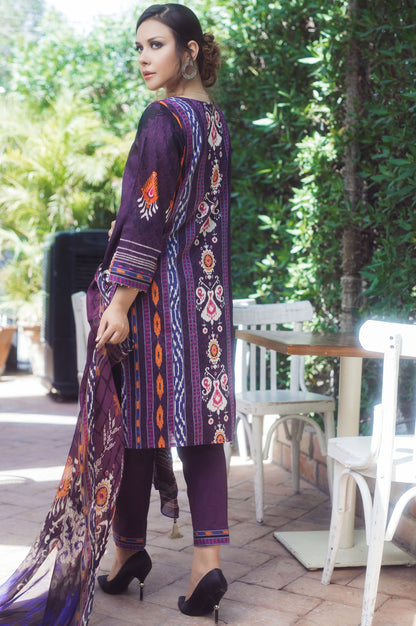 Stitched 3 Piece Self Jacquard & Digital Printed Suit