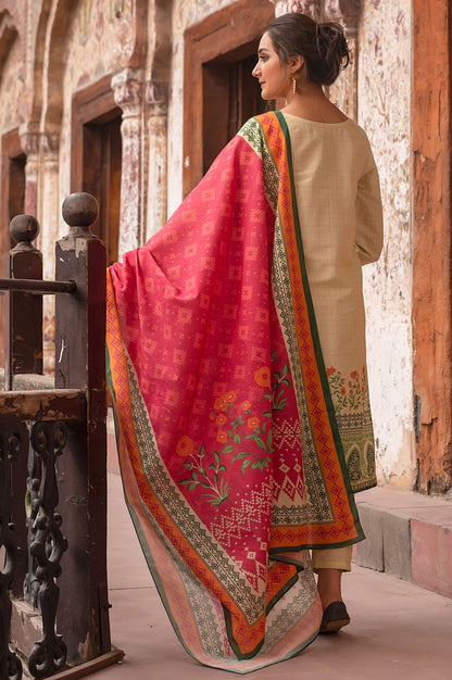 Stitched 3 Piece Printed Khaddar Suit