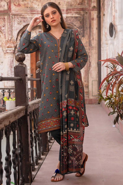 Stitched 3 Piece Printed Karandi Suit