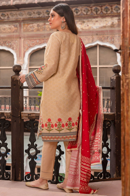 Stitched 3 Piece Printed Karandi Suit