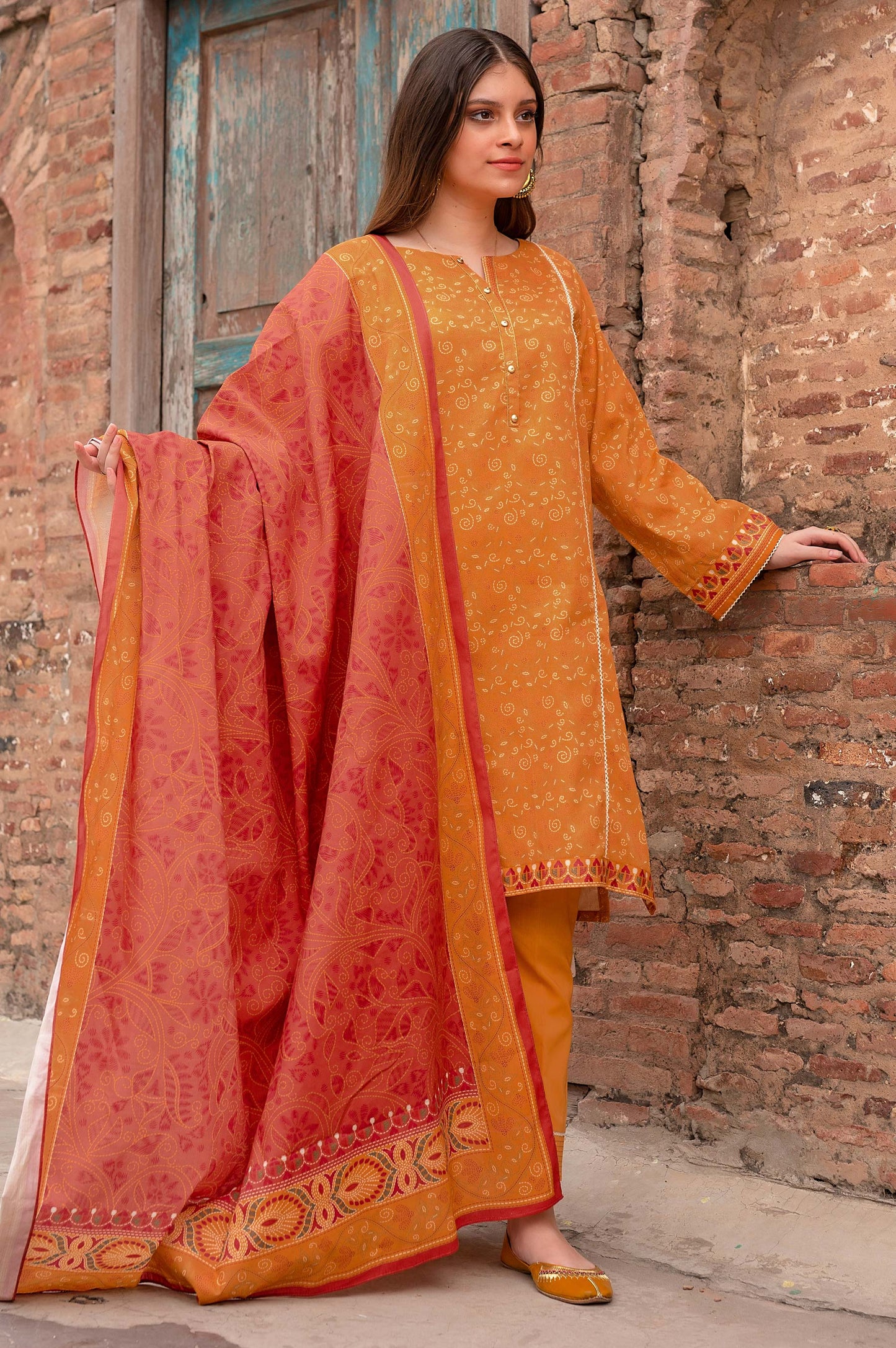 Stitched 3 Piece Printed Linen Viscose Suit