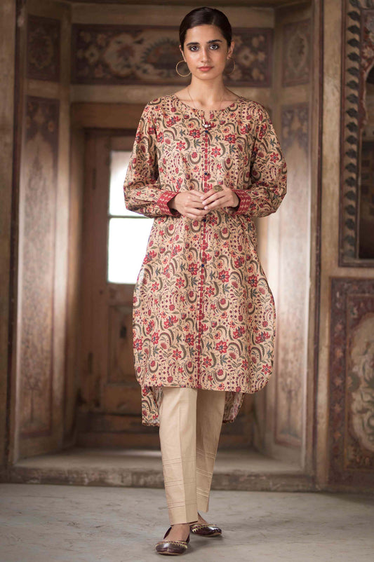 Stitched 1 Piece Digital Printed Cotton Satin Shirt