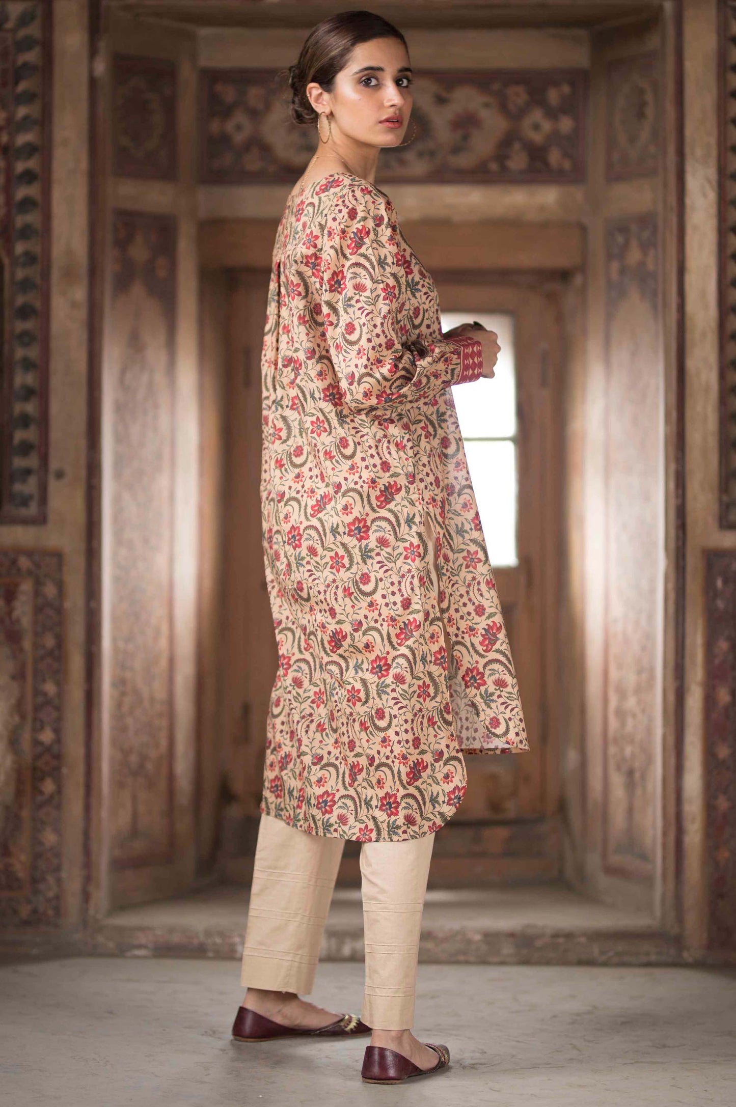 Stitched 1 Piece Digital Printed Cotton Satin Shirt