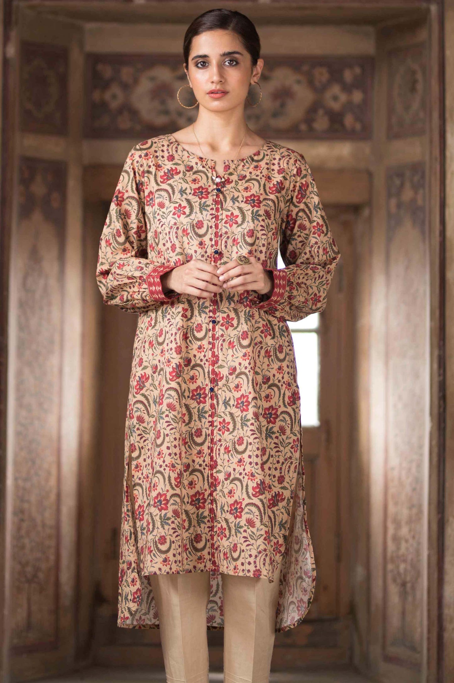 Stitched 1 Piece Digital Printed Cotton Satin Shirt