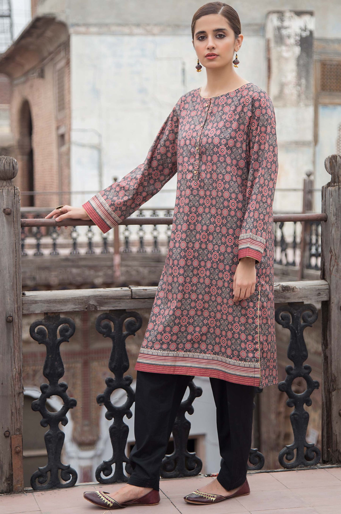 Stitched 1 Piece Digital Printed Cotton Satin Shirt