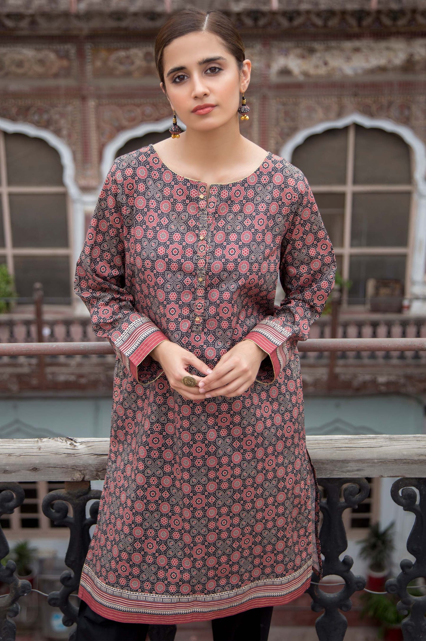 Stitched 1 Piece Digital Printed Cotton Satin Shirt