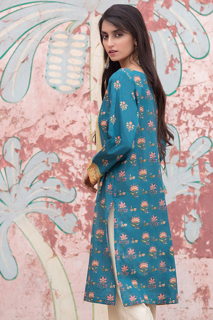 Stitched 1 Piece Digital Printed Cotton Satin Shirt