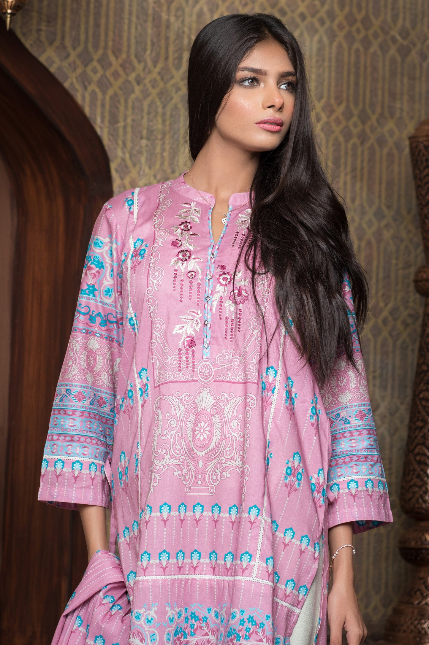 Stitched 3 Piece Printed Doria Lawn Suit