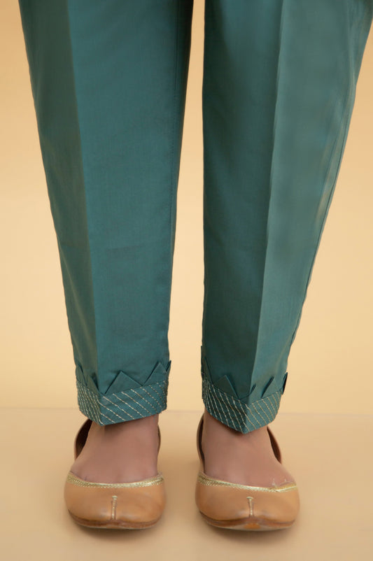 Basic Cambric Cigarette Pants - Green