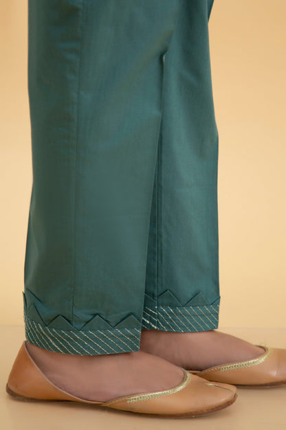 Basic Cambric Cigarette Pants - Green