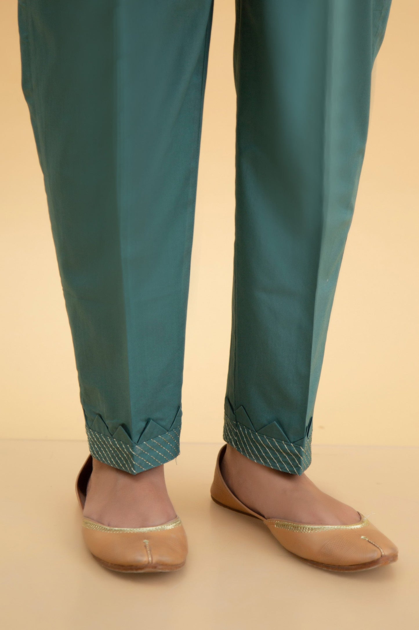 Basic Cambric Cigarette Pants - Green
