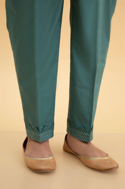 Basic Cambric Cigarette Pants - Green