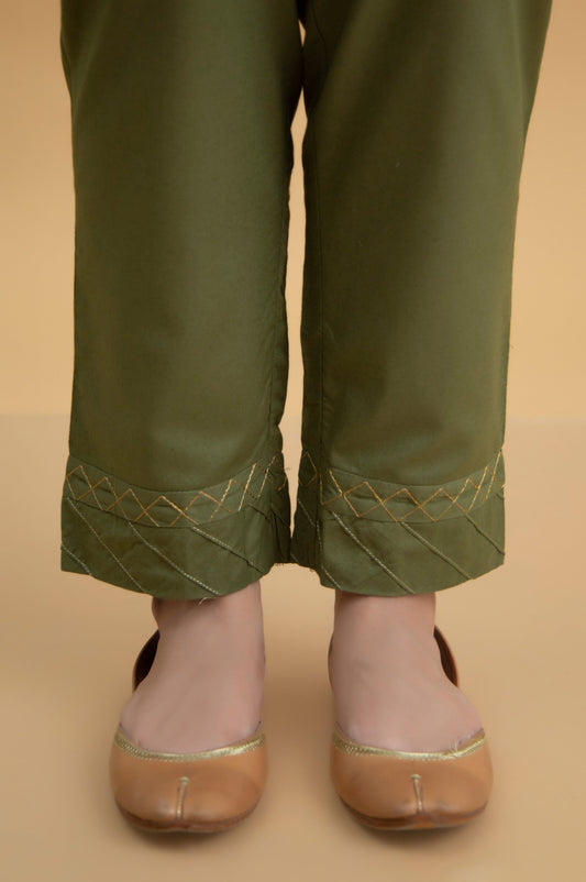 Basic Cambric Cigarette Pants - Sage