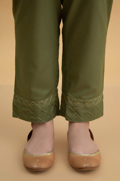 Basic Cambric Cigarette Pants - Sage