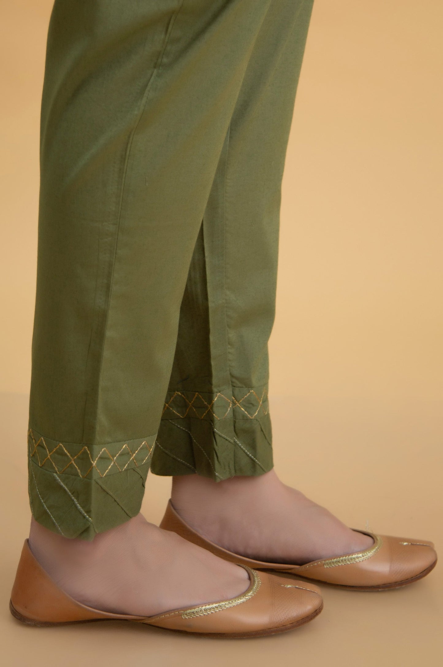 Basic Cambric Cigarette Pants - Sage