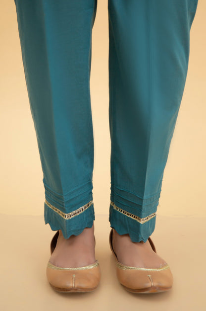 Basic Cambric Cigarette Pants - Blue