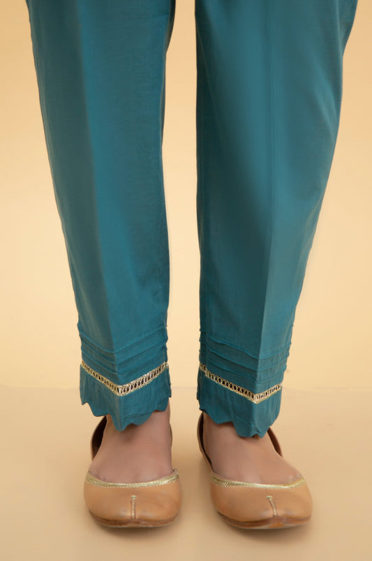 Basic Cambric Cigarette Pants - Blue