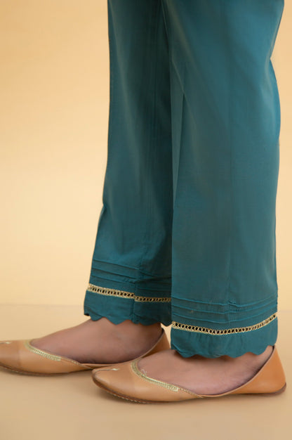 Basic Cambric Cigarette Pants - Blue