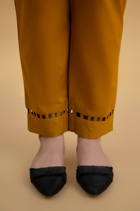 Basic Cambric Cigarette Pants - Mustard