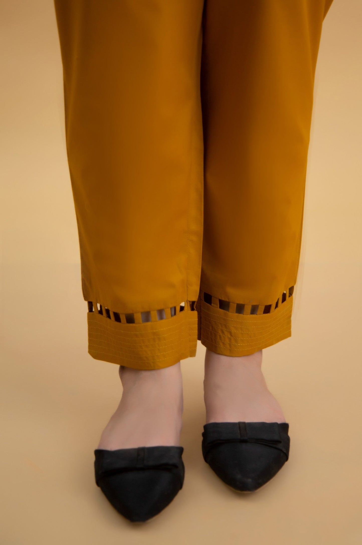 Basic Cambric Cigarette Pants - Mustard
