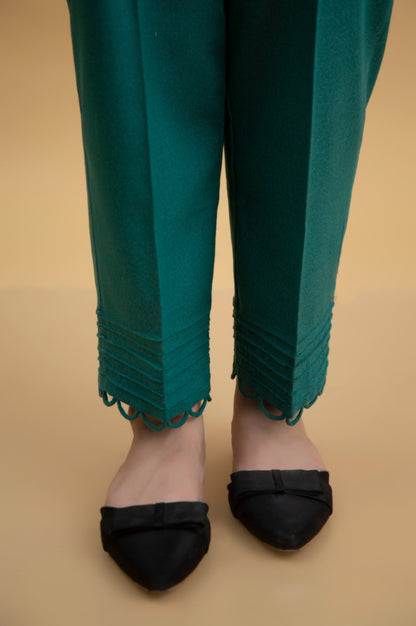 Basic Karandi Cigarette Pants - Green