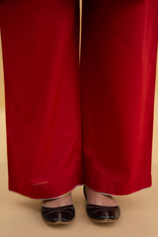 Basic Cambric Cigarette Pants - Red