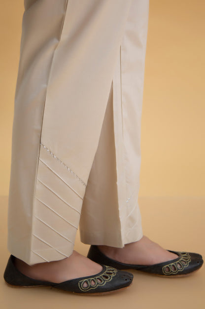 Basic Cambric Cigarette Pants - Beige