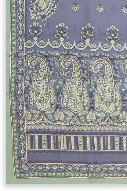 Printed Linen Viscose Dupatta - Grey