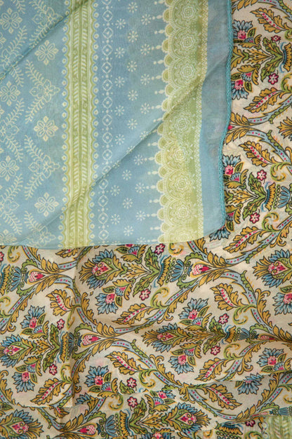 Printed Cotton Silk Dupatta - Coffee