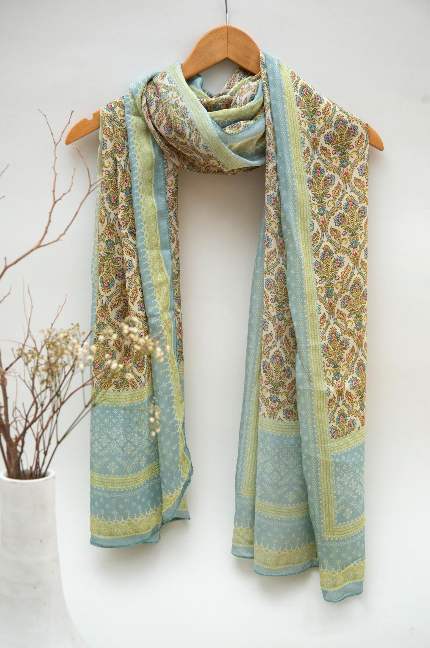 Printed Cotton Silk Dupatta - Coffee