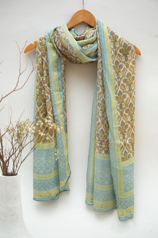 Printed Cotton Silk Dupatta - Coffee