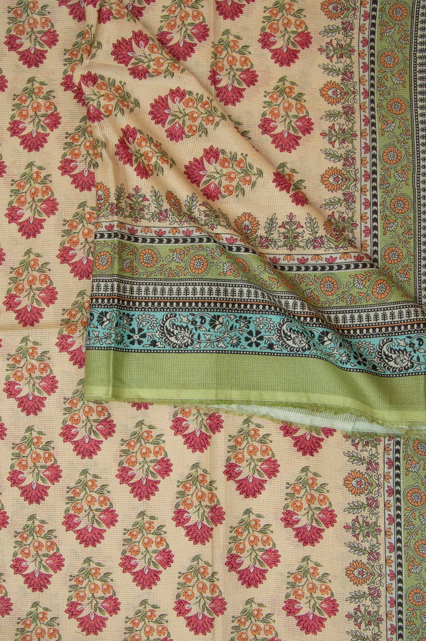 Printed Cotton Net Dupatta - Cream