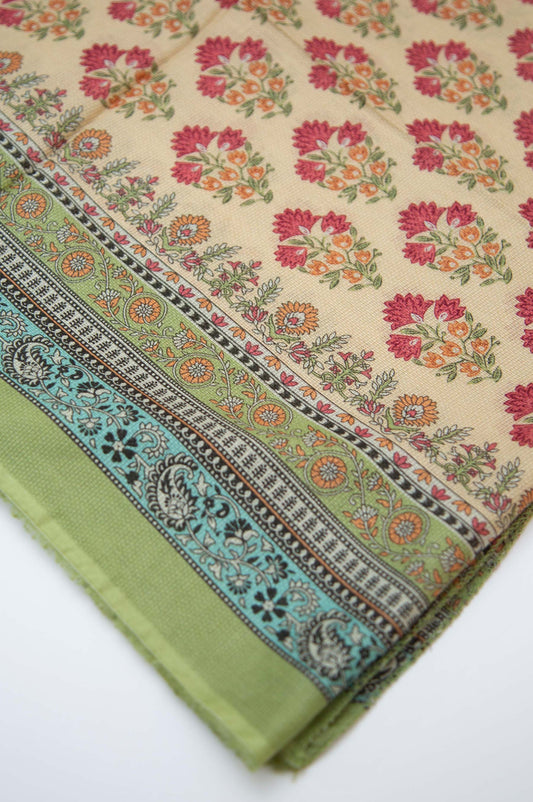 Printed Cotton Net Dupatta - Cream