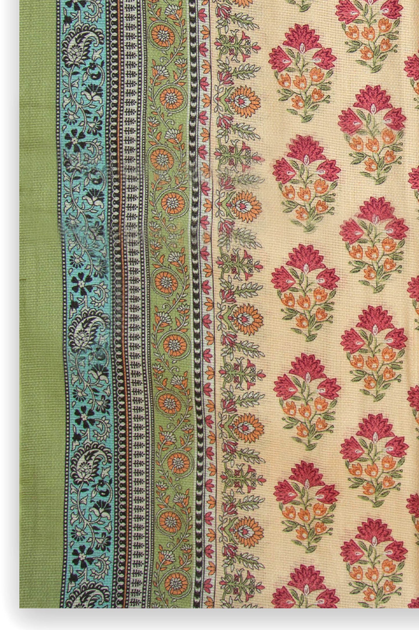 Printed Cotton Net Dupatta - Cream