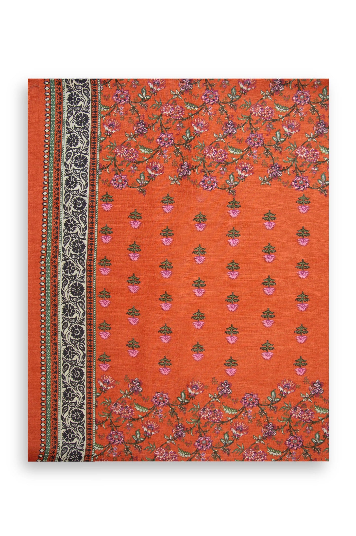 Printed Khaddar Dupatta - Orange