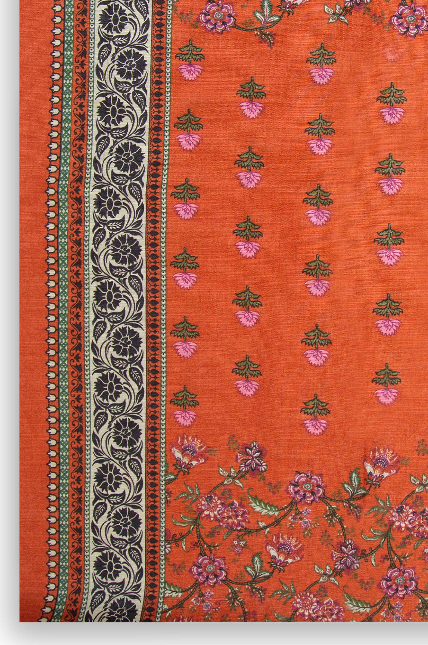 Printed Khaddar Dupatta - Orange